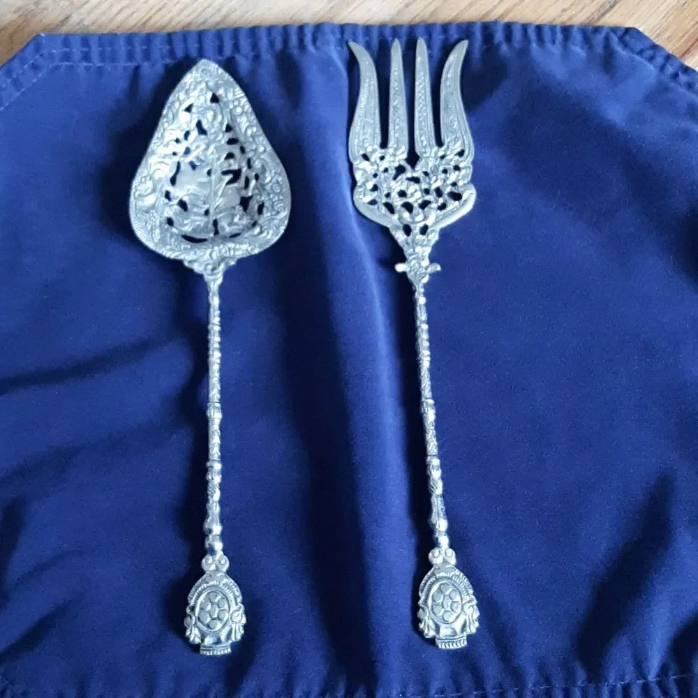 Vintage Paragon triple plate serving spoon and fork.